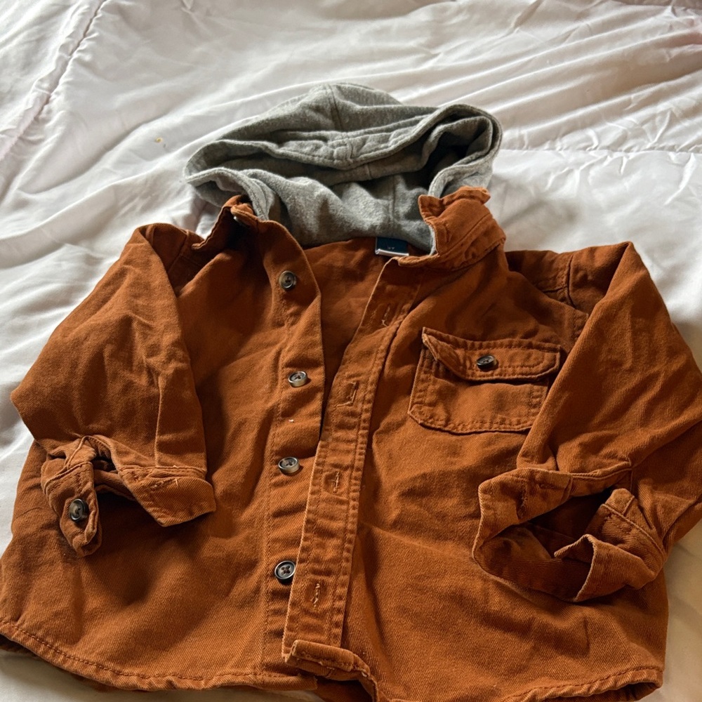 Old Navy Rust Orange Hooded Button-Up Jacket for Kids